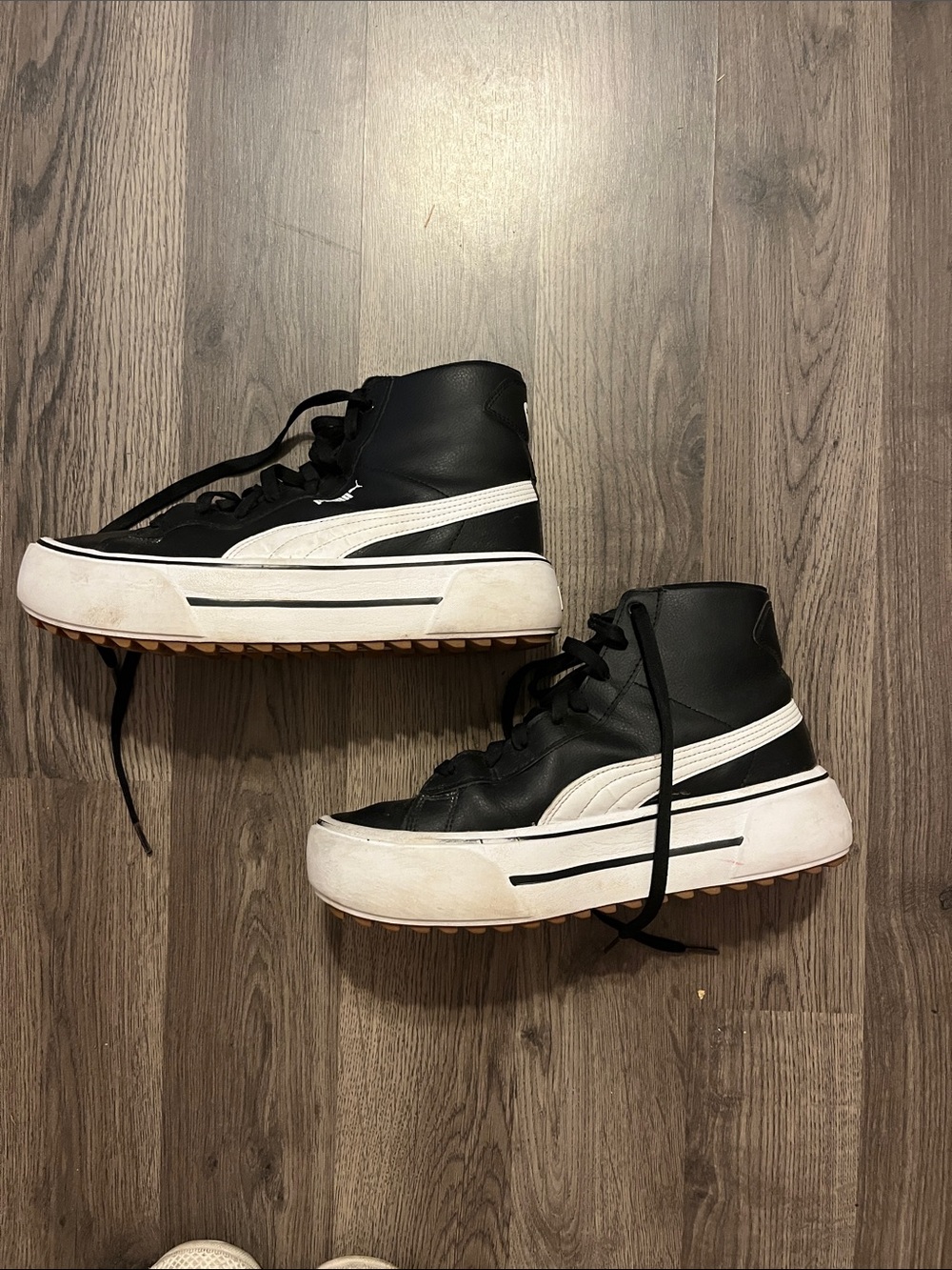Puma Black & White High-Top Platform Sneakers